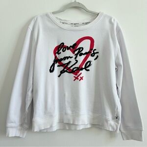 Karl Lagerfeld Love From Paris Karl Heart Graphic Sweatshirt in White size Large